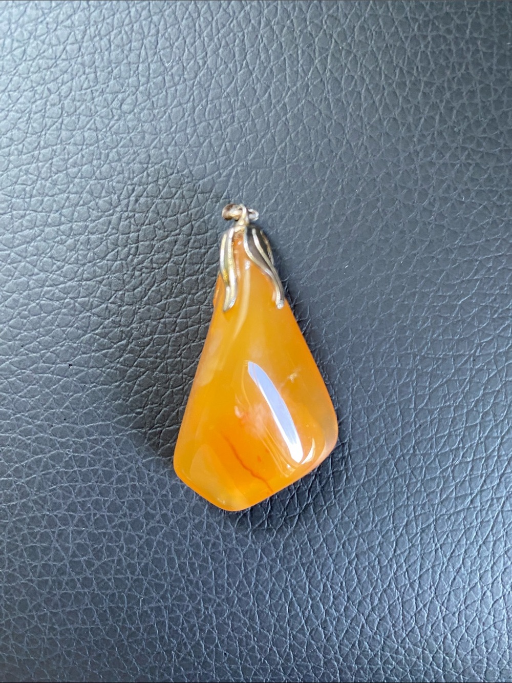 Warm Orange Teardrop Gemstone Pendant Necklace
